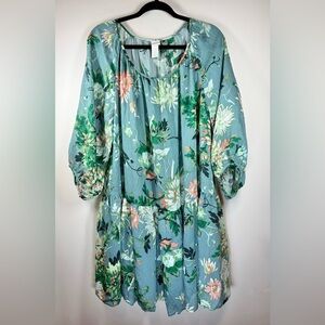 H&M‎ Women’s Midi Floral Print Dress in Blue and Green Size Medium